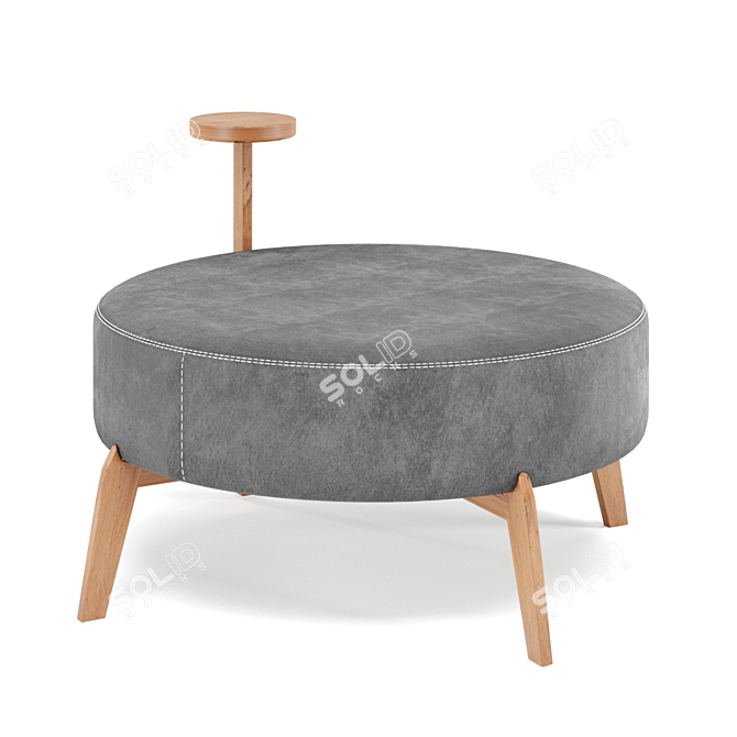 Velvet Round Pouf by Very Wood 3D model image 1