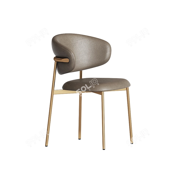 Elegant Leather Dining Chair 3D model image 2