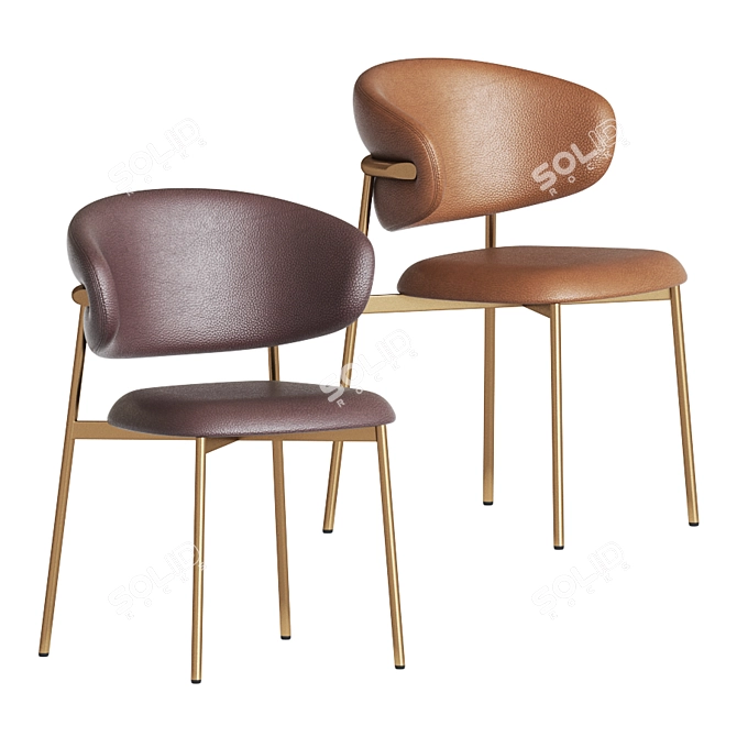 Elegant Leather Dining Chair 3D model image 3