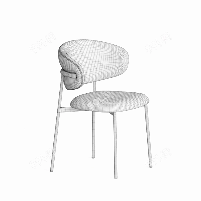 Elegant Leather Dining Chair 3D model image 4