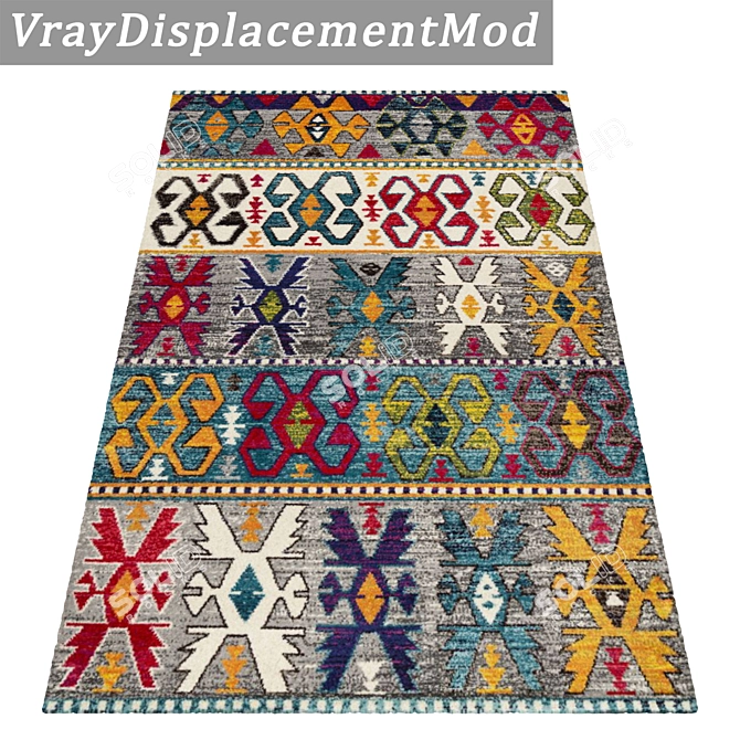 Luxury Set of 3 High-Quality Carpets 3D model image 3