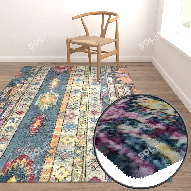 Luxury Set of 3 High-Quality Carpets 3D model image 5