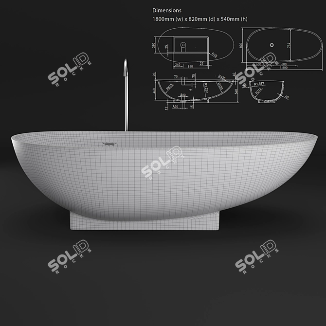 Luxury iS tone Freestanding Bath 3D model image 2