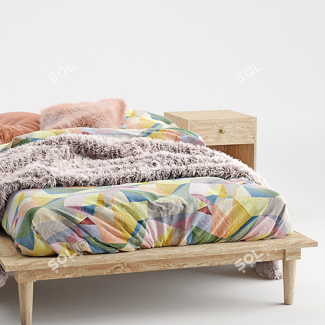 Amelia Platform Bed: Urban Chic Nightstand & Bed Set 3D model image 4