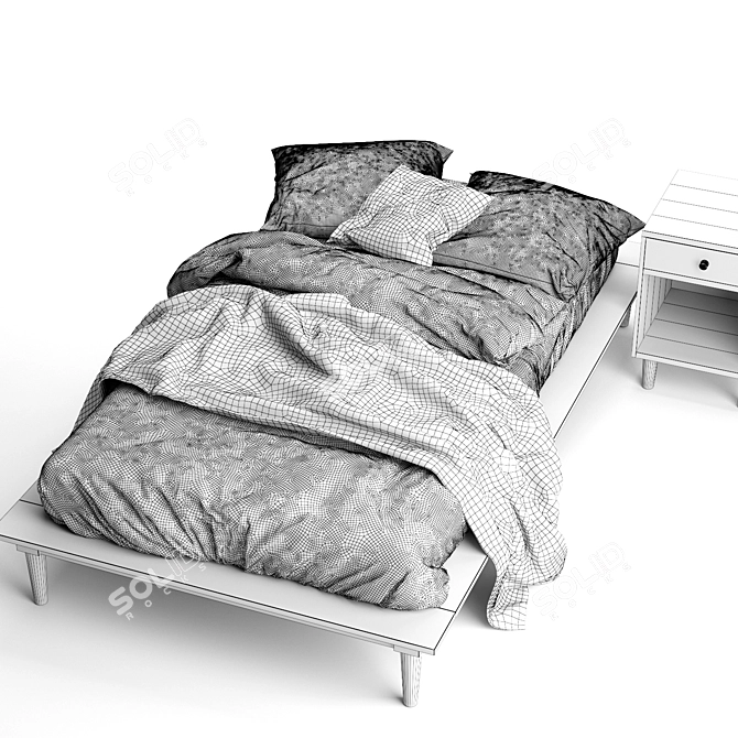 Amelia Platform Bed: Urban Chic Nightstand & Bed Set 3D model image 5