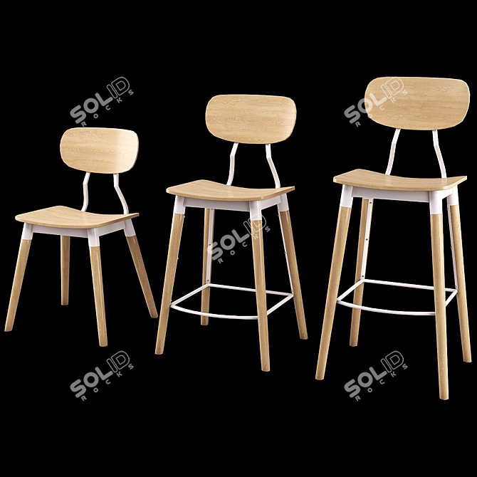 Elegant Dining Chair Set 3D model image 1