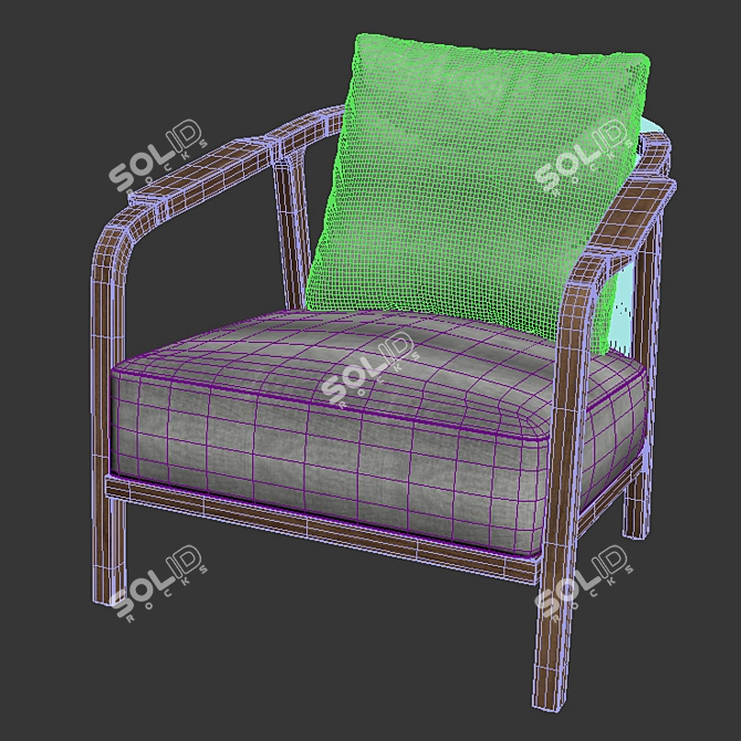 Cozy Velvet Armchair 3D model image 3