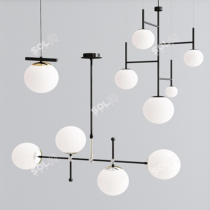 Molecule Loft Chandelier: Modern Elegance 3D model image 1