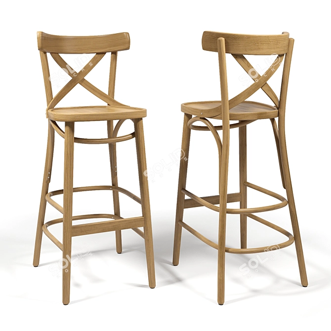 Sleek FameG Barstools Set 3D model image 3