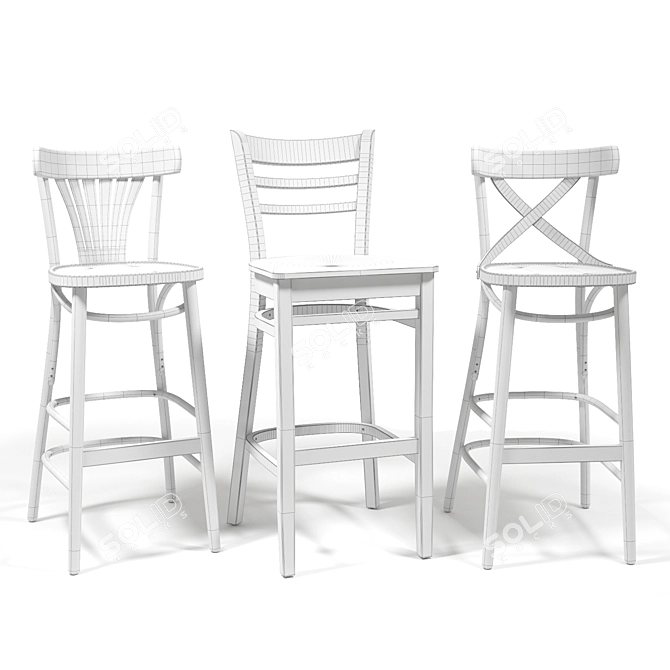 Sleek FameG Barstools Set 3D model image 5