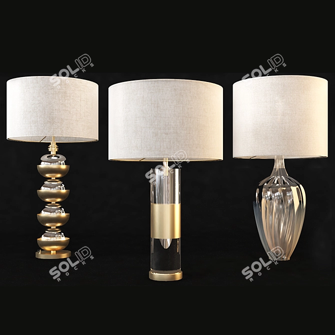 Elegant Crystal Orb Table Lamp 3D model image 3