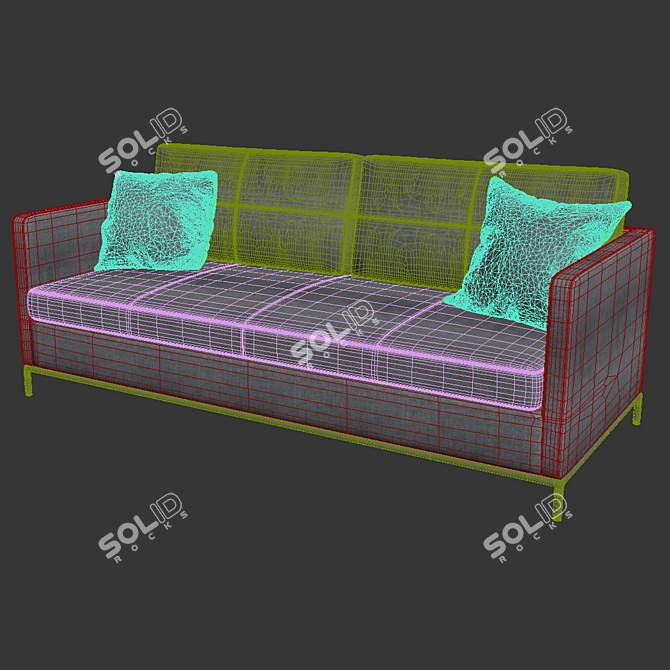Sleek Comfort: Flat Sofa 3D model image 2