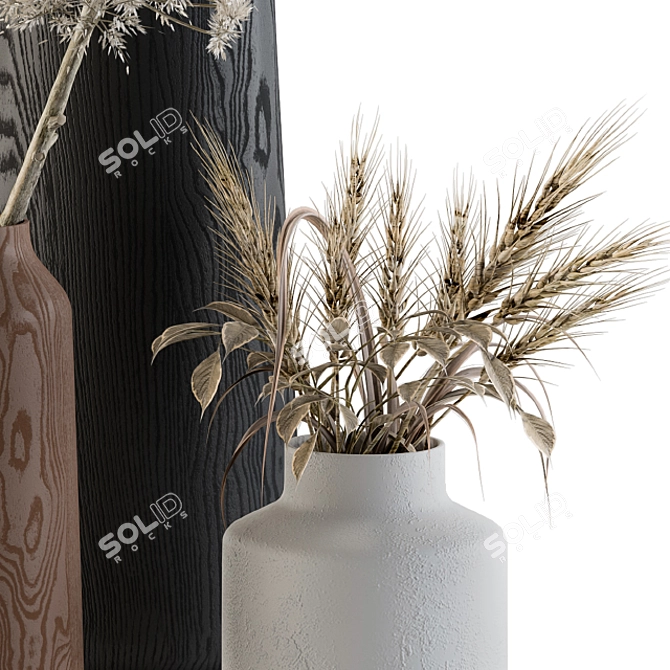 Natural Beauty: Pampas & Dried Branch 3D model image 3