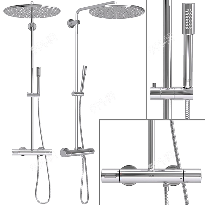 Luxury Rainshower System: 400mm Head 3D model image 1