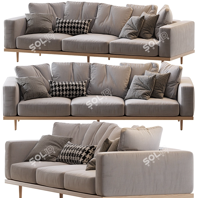 Modern Newport Chaise Sectional Sofa 3D model image 1