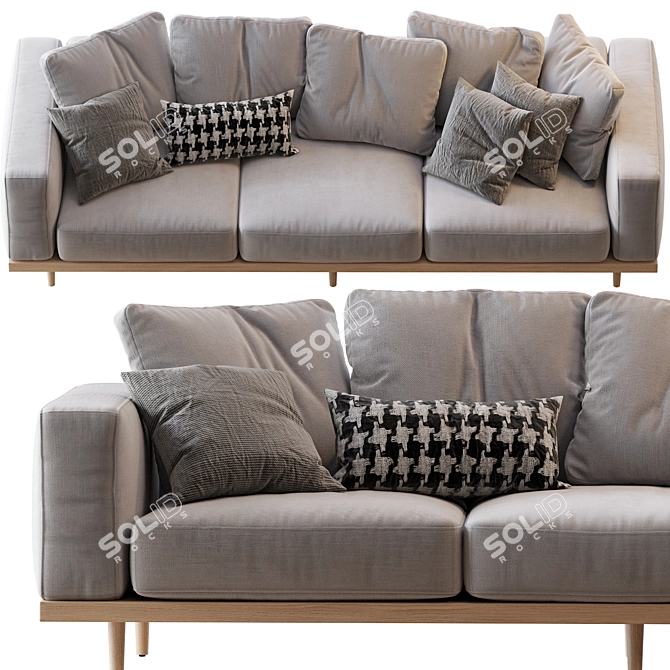 Modern Newport Chaise Sectional Sofa 3D model image 2