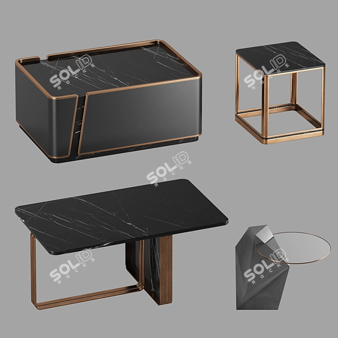 Sleek Coffee Table Set 3D model image 2