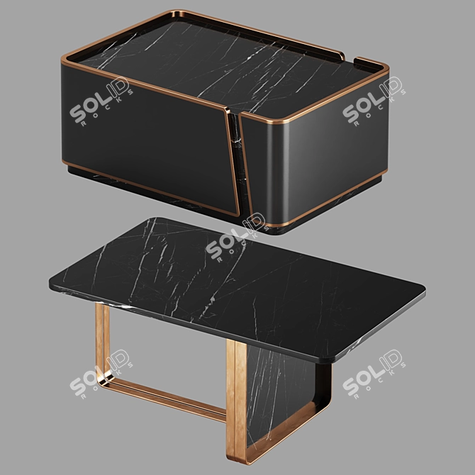 Sleek Coffee Table Set 3D model image 3