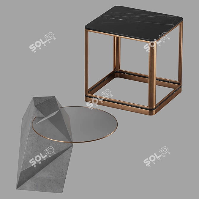 Sleek Coffee Table Set 3D model image 4