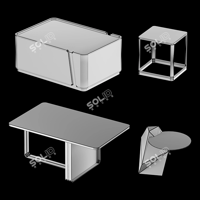 Sleek Coffee Table Set 3D model image 5