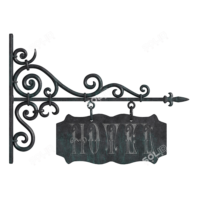 Title: Elegant Wrought Iron Sign 3D model image 1