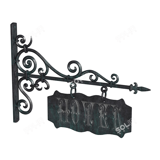 Title: Elegant Wrought Iron Sign 3D model image 2