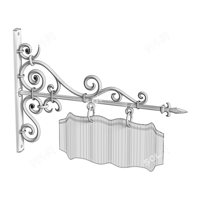 Title: Elegant Wrought Iron Sign 3D model image 3