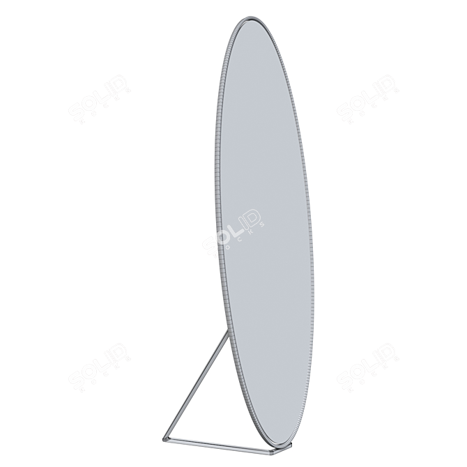 Elegant Oval Metal Frame Mirror 3D model image 5