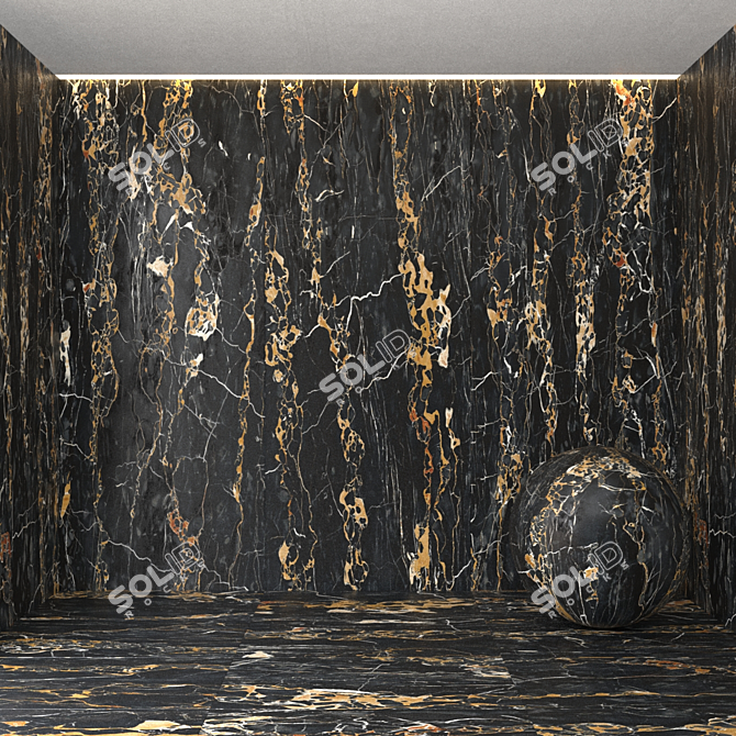 Elegant Portoro Marble Tile 3D model image 1