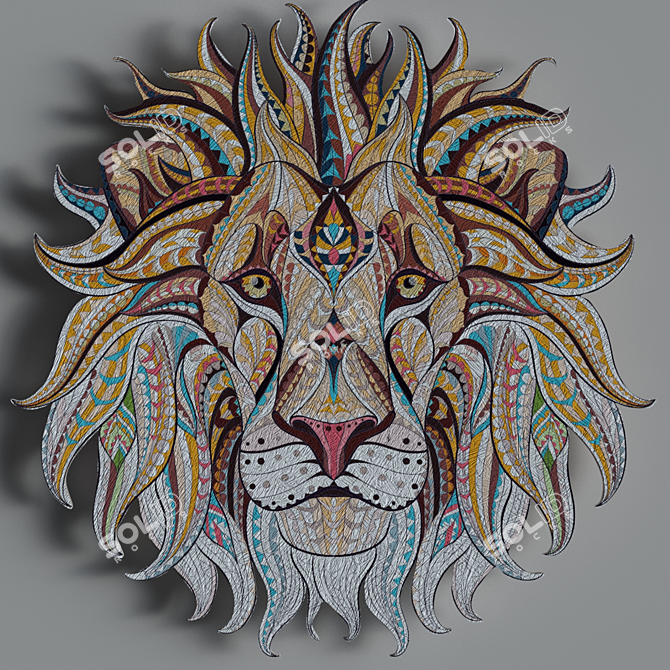 Product Title: Etno Lion Tree Art 3D model image 2