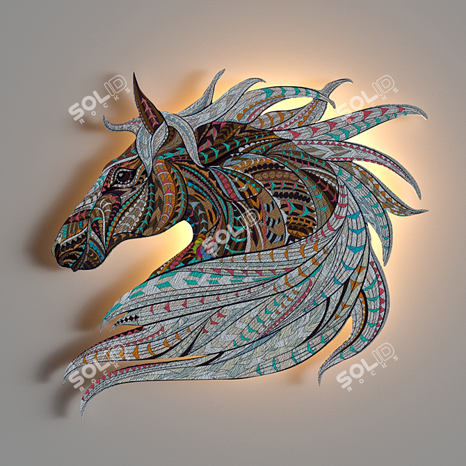 Etno Horse Wood Art 100x100 cm 3D model image 1