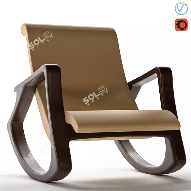 Luxury Leather Swivel Armchair 3D model image 1