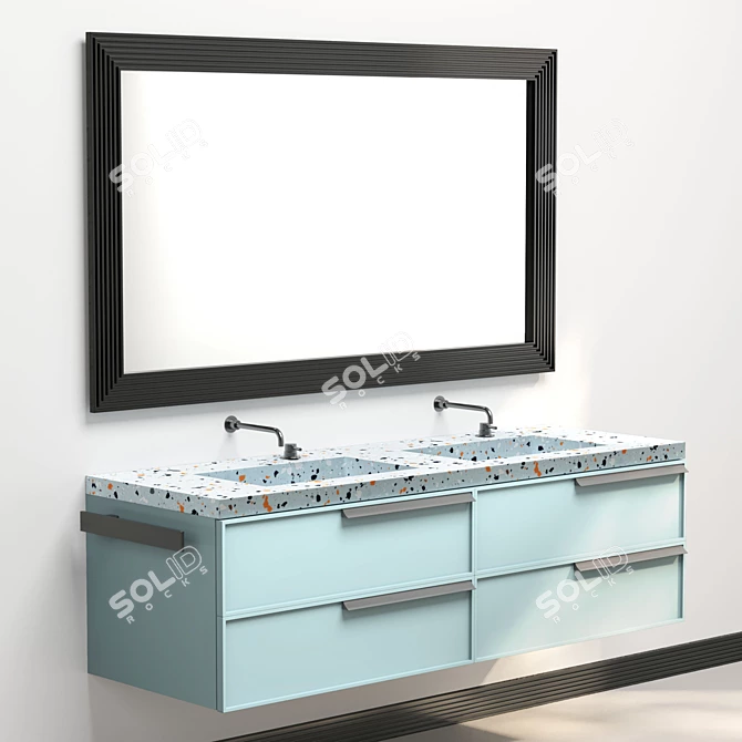 Elegant Marble Bathroom Cabinet 3D model image 6