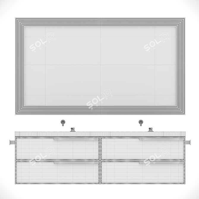 Elegant Marble Bathroom Cabinet 3D model image 8