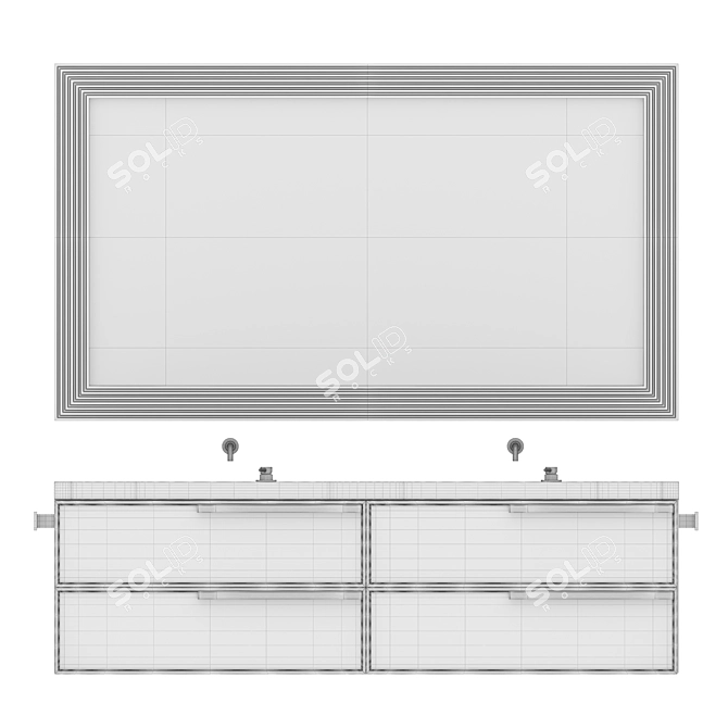 Elegant Marble Bathroom Cabinet 3D model image 9