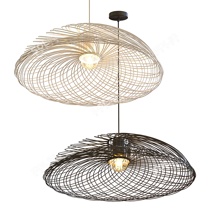 Natural Elegance Rattan Pendant 3D model image 1