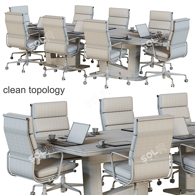 Modern Conference Table 06 3D model image 4
