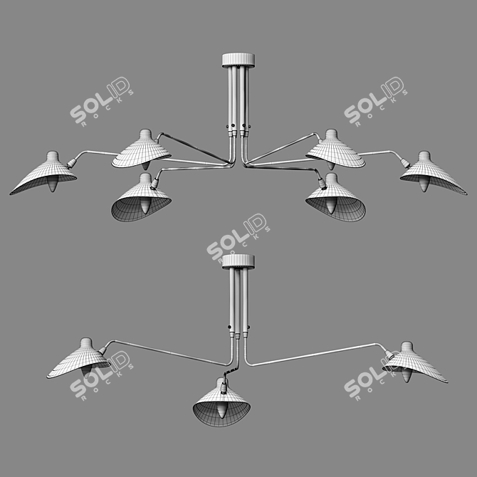 Elegant Spider Mouille Chandelier 3D model image 4