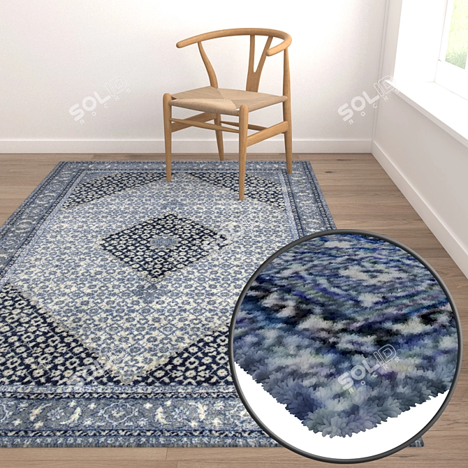 Elegant Texture Carpets Set 3D model image 5