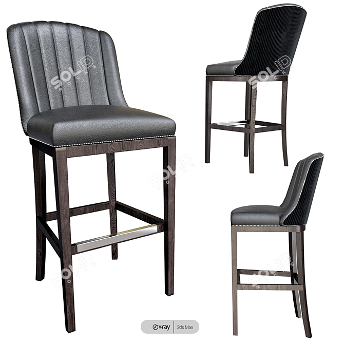 Elegant Balmore Bar Stool 3D model image 2