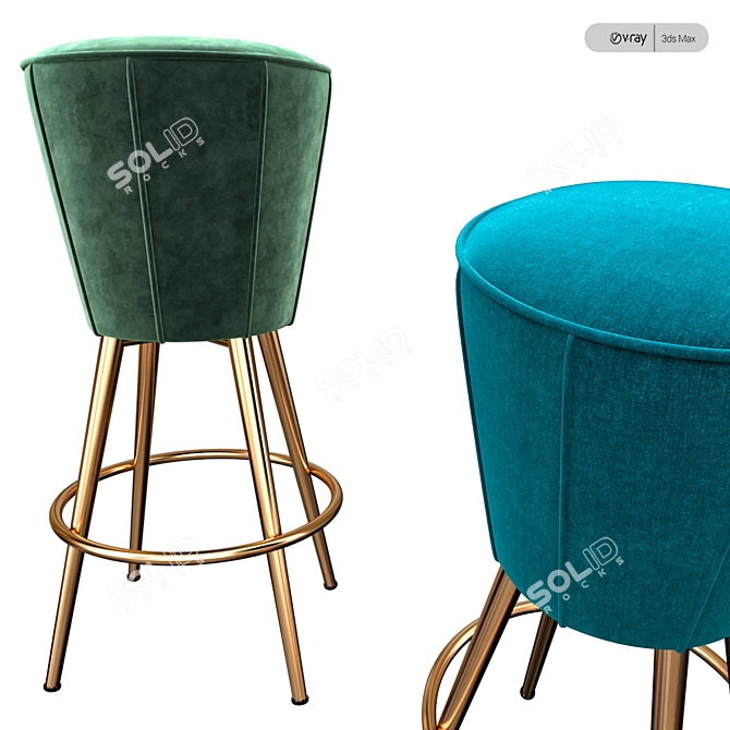 Sleek and Stylish Bar Stool 3D model image 1