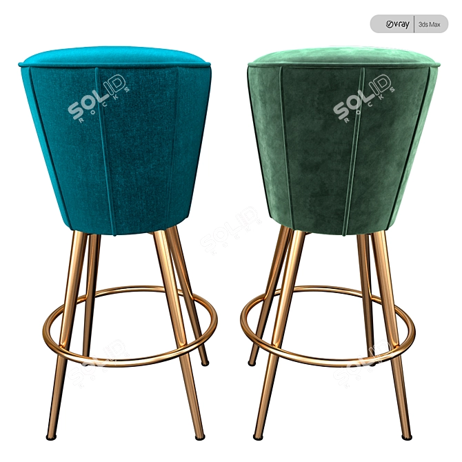 Sleek and Stylish Bar Stool 3D model image 2