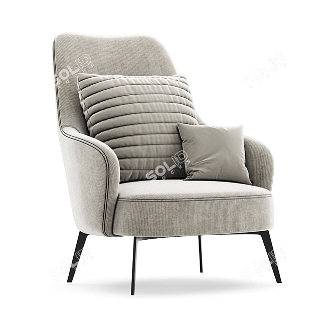 Elegant Ivory Armchair | Vray & Corona Compatible 3D model image 2