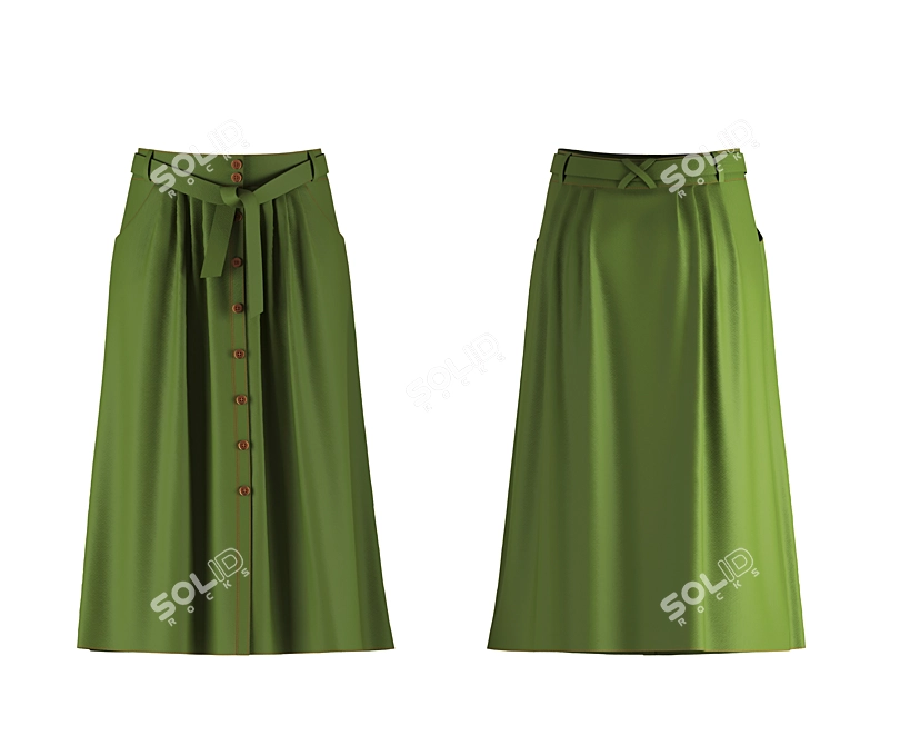 Elegant Pleated Women's Skirt 3D model image 1