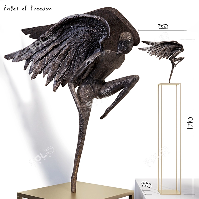 Bronze Angel of Freedom Sculpture 3D model image 1