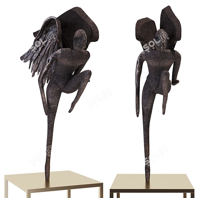 Bronze Angel of Freedom Sculpture 3D model image 5