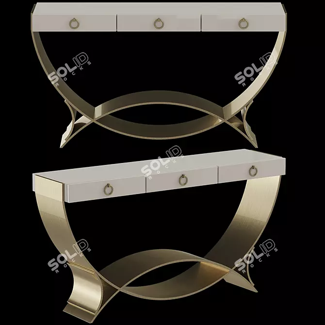 Satin Brass Console Table 3D model image 1