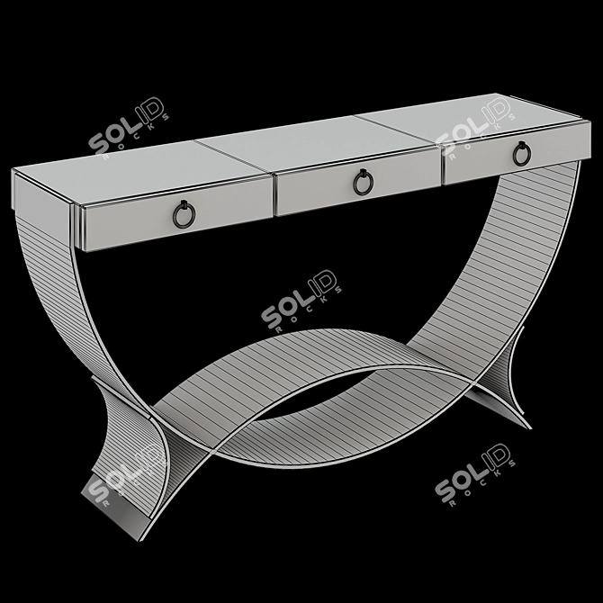 Satin Brass Console Table 3D model image 3