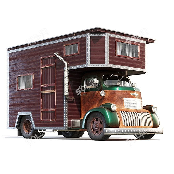 Chevrolet Coe Camper: Hippie-Inspired House Truck 3D model image 1