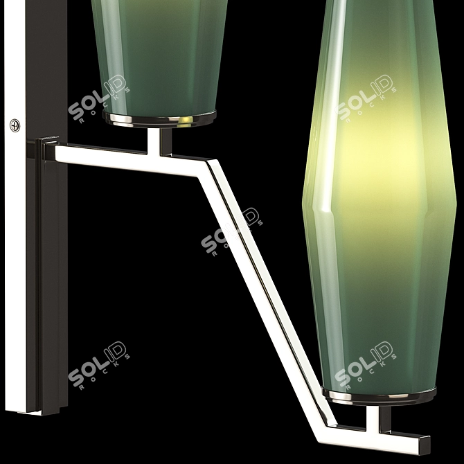 Polished Nickel Green Glass Wall Lamp 3D model image 8